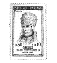 Französische Briefmarke zu Ehren Gerbert von Aurillacs