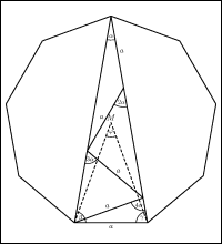Gleichschenkliges Diagonalendreieck mit <var>m</var> gleichschenkligen Teildreiecken