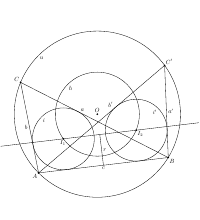 Skizze zu Dreieckskonstruktion mit gegebenem Um- und Inkreisradius